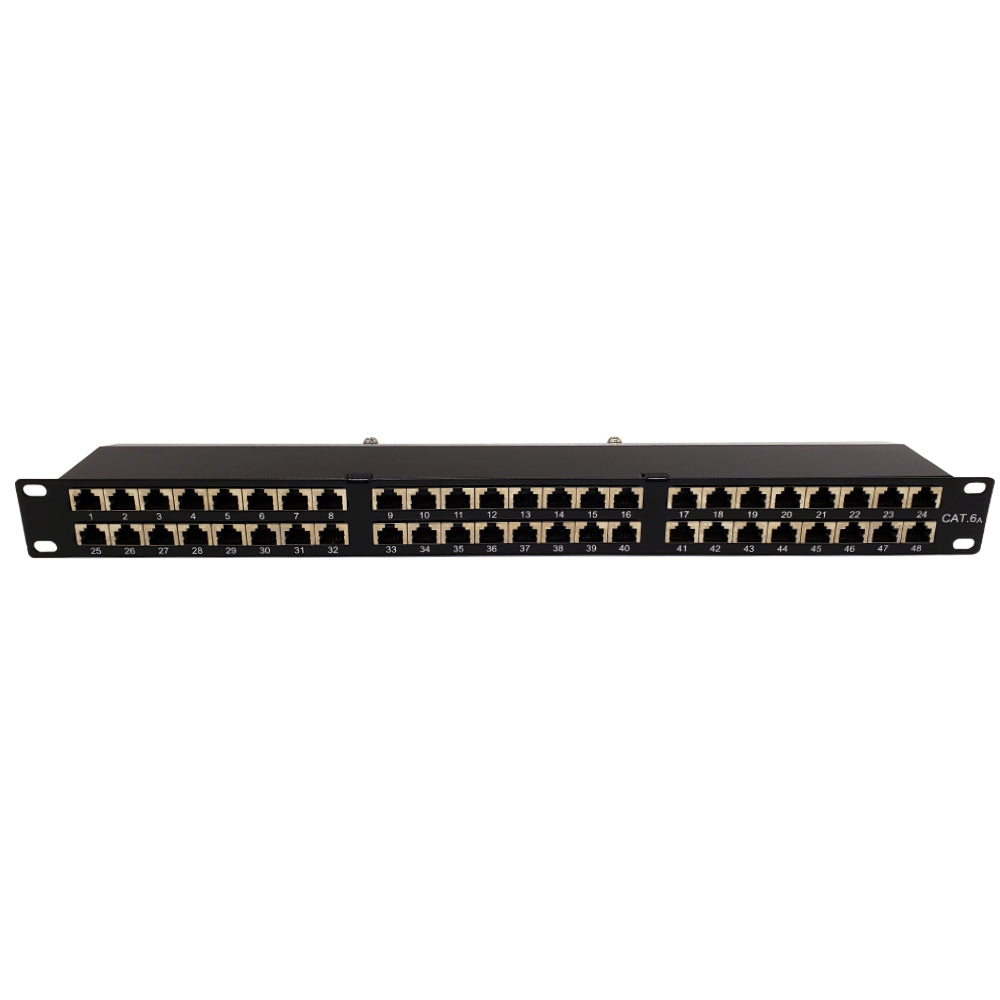 Patch Panel Cat6a RJ45 Keystone Jack 1u 8 Ports Black Shield