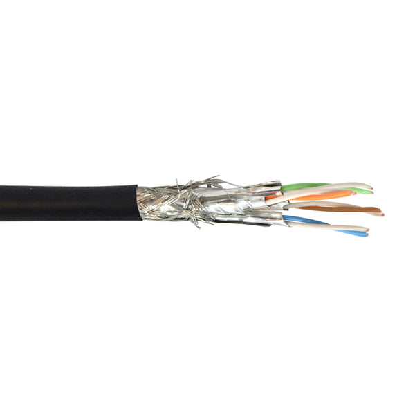 CAT6A Hi-Flex Harsh Environment 4 Pair 26AWG SF/FTP Stranded Bulk Cable – PUR Jacket - BLACK