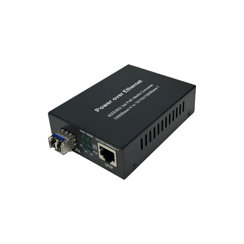 10/100/1000 Singlemode Media Converter 10km LC (1310nm) with PoE+