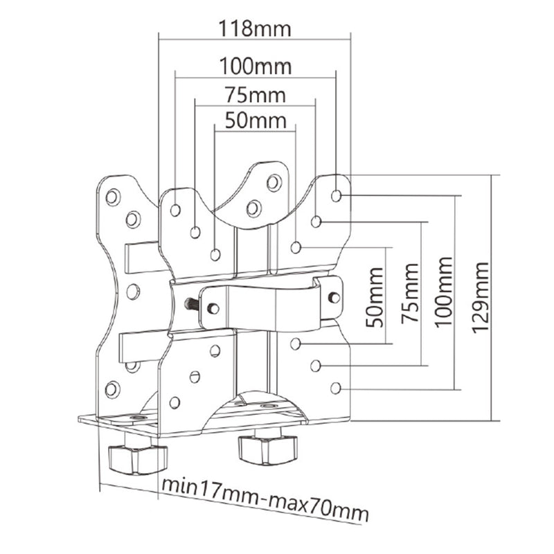 Mini CPU Mount - Wall, Pole or VESA Mount - Black