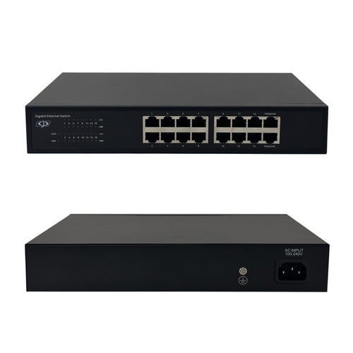 16-Port Gigabit Ethernet PoE Switch with Metal Casing, Desktop or Wall
