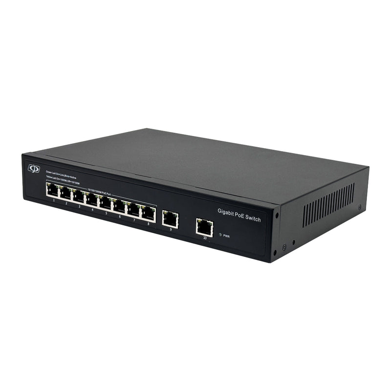 8-Port Gigabit 120W PoE+ Switch + 2-Port RJ45 Uplink - Desktop - Unmanaged - IEEE 802.3at/af