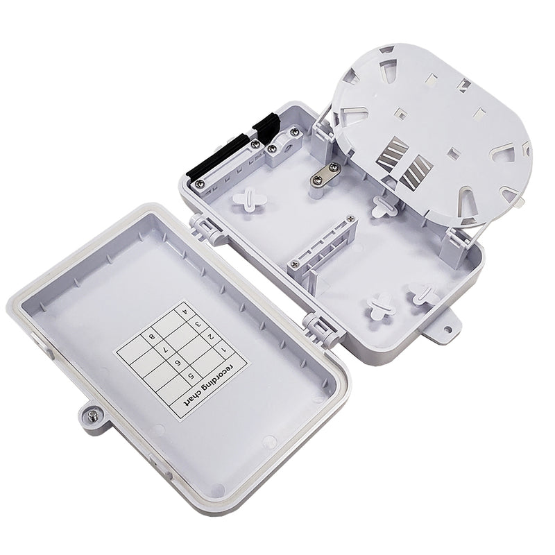 Indoor/Outdoor 4-Port Plastic Fiber Optic Wall Mount Terminal Box - White