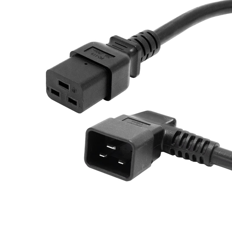 IEC C19 to IEC C20 Left Angle Power Cable - SJT Jacket