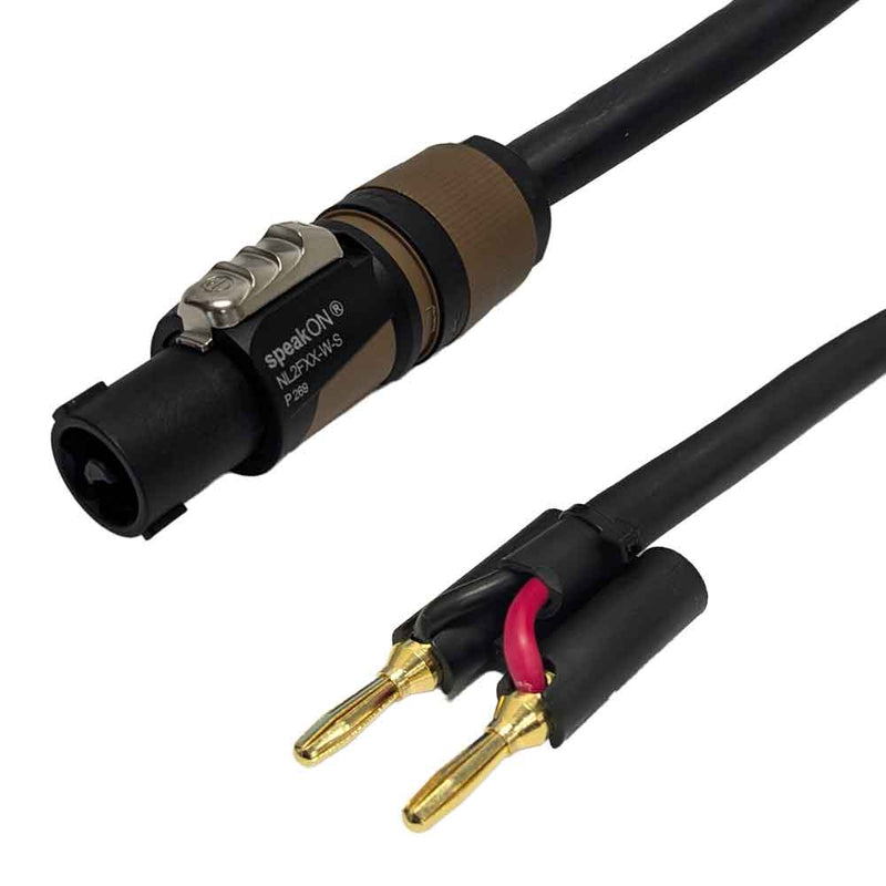 Premium Phantom Cables 2-Pole speakON to Dual Banana Clip Speaker Cable FT4