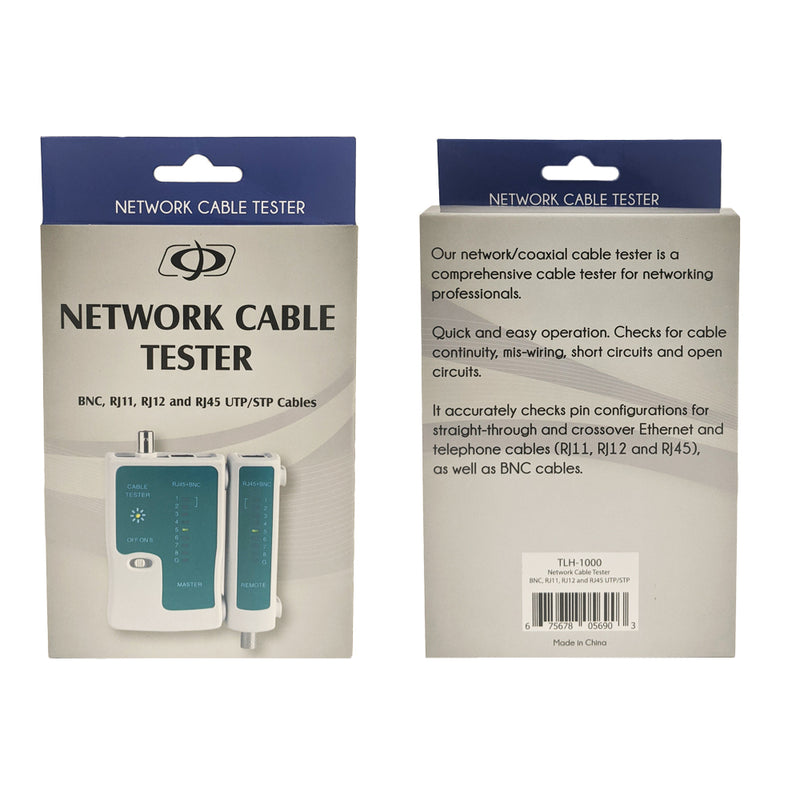 Network Cable Tester for RJ45 UTP/STP, RJ11, RJ12 and BNC Cables