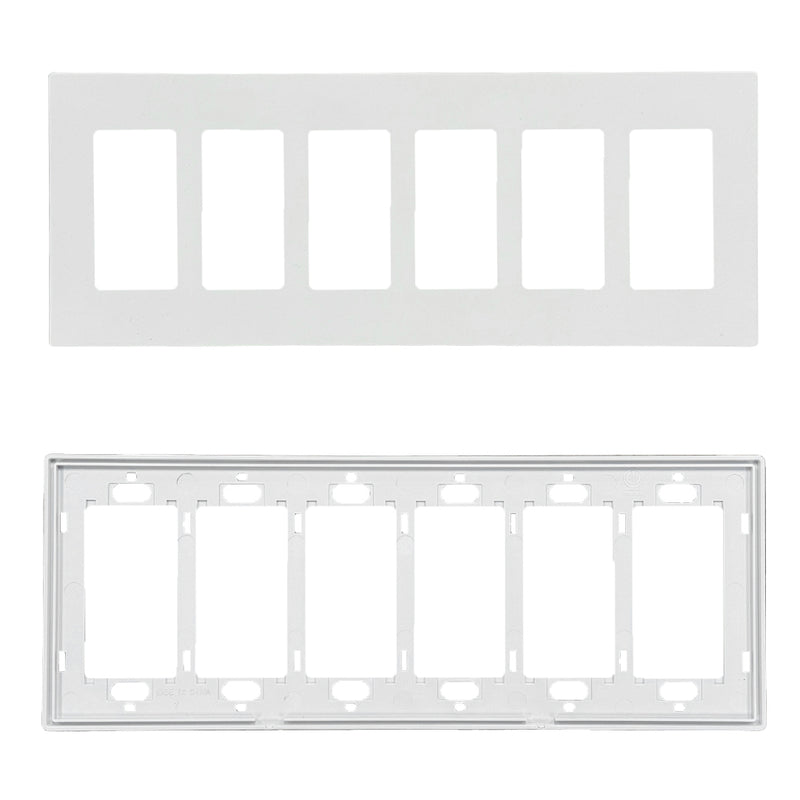 Decora Screw-Less Wall Plate- Six Gang - White