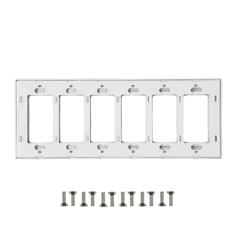 Decora Screw-Less Wall Plate- Six Gang - White