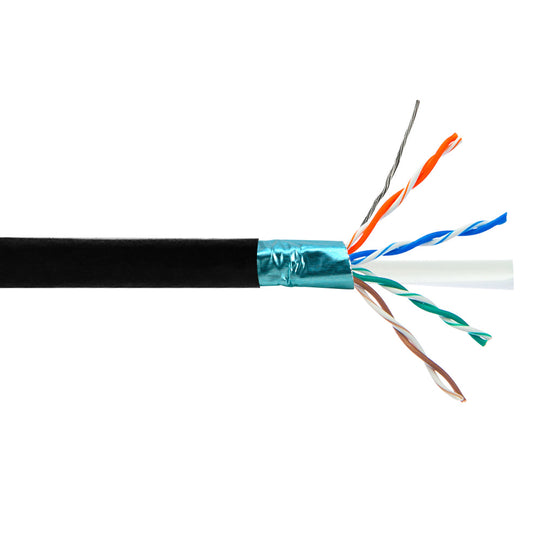 Cat6 Outdoor Shielded FTP 1000ft Waterproof Direct Burial Rated CMX 23AWG  Solid Bare Copper 550MHz ETL Listed Bulk Ethernet Cable trueCABLE
