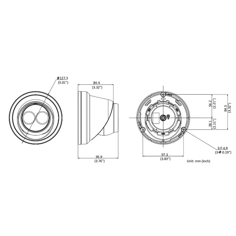 8MP Turret IP Camera 2.8mm Fixed Lens 30m IR Range Outdoor IP67 Rated - Grey