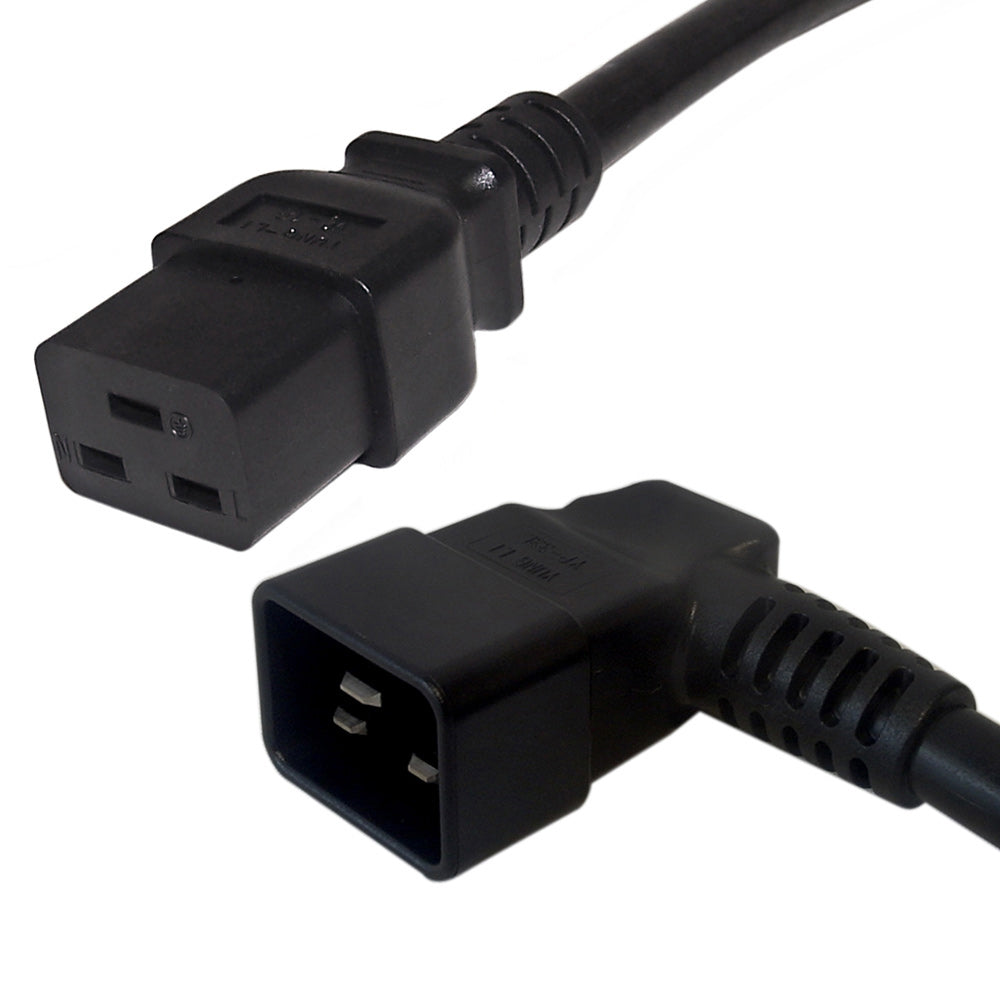 IEC C19 to IEC C20 Left Angle Power Cable - SJT Jacket