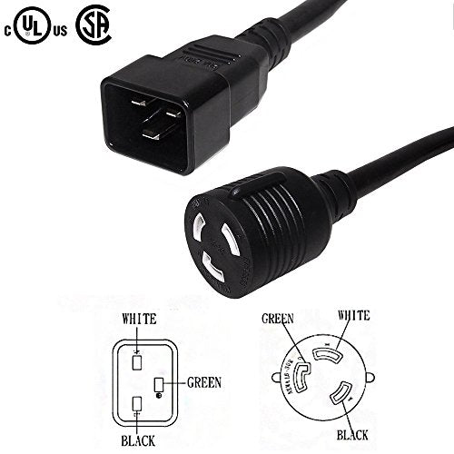 IEC C20 to NEMA L6-30R Power Cable - SJT