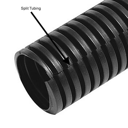 Nylon Wire Loom, Split Corrugated Sleeving, 125°C, Black - 5 Sizes and 17  Lengths Available